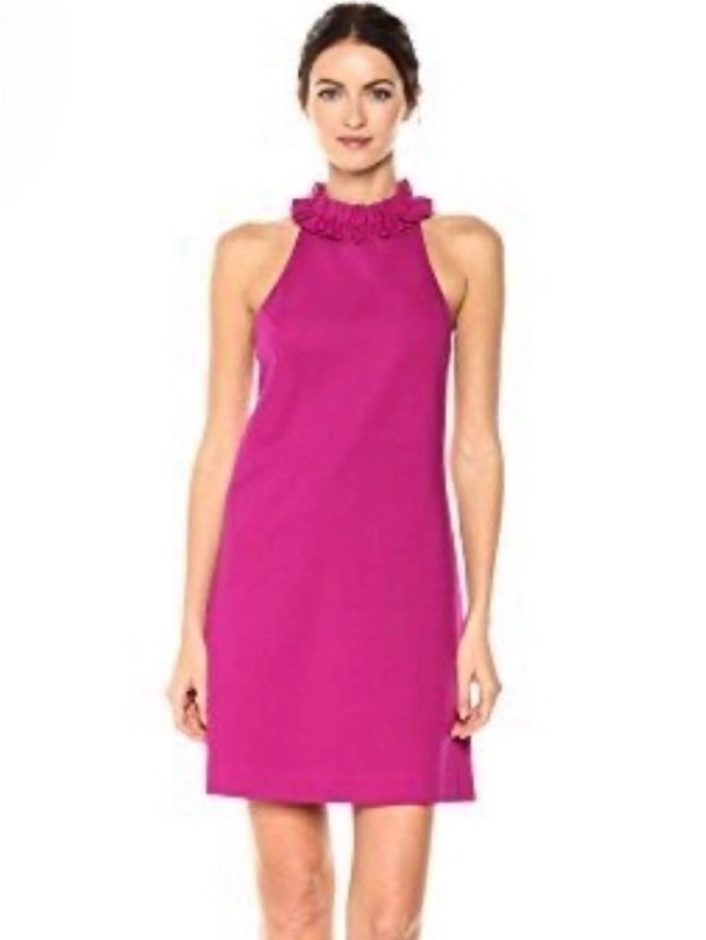 Trina Turk Dark Pink Dress with Ruffled Halter Neckline Size 8